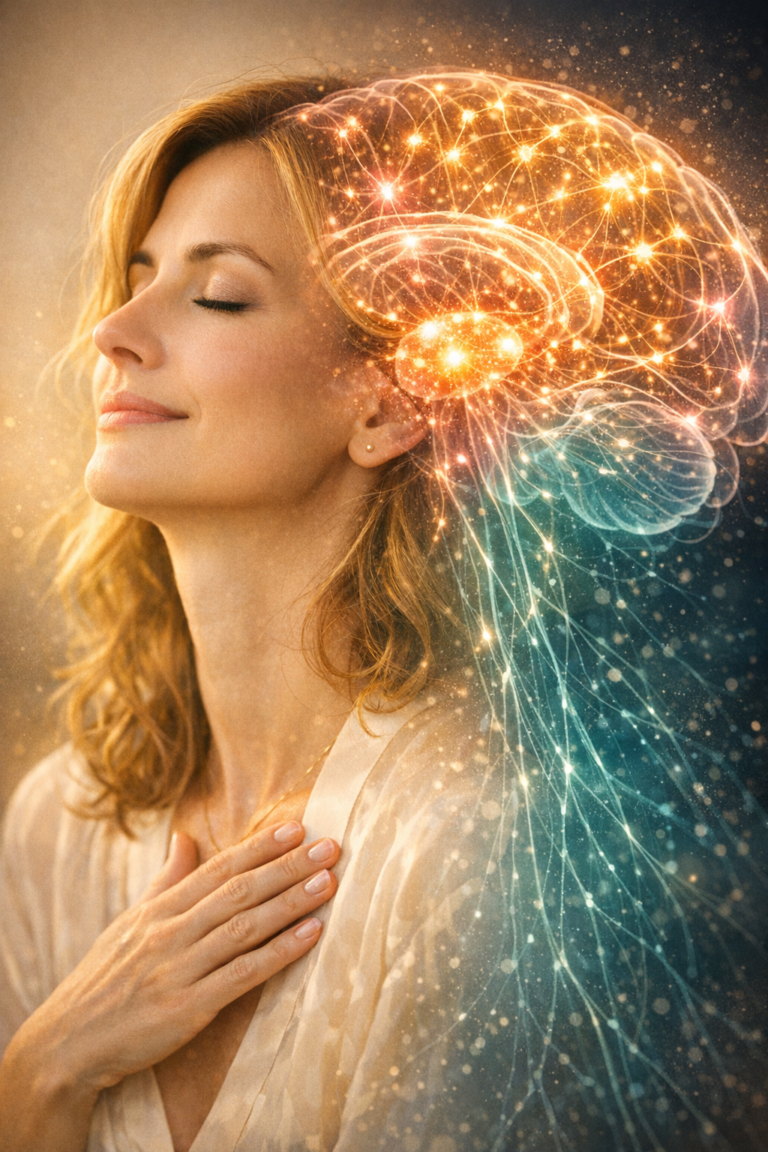 symbolique neurologique (double exposition visage + réseau neuronal